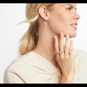 Julie Vos Ring Pearl Stackable Gold Plated Size 7